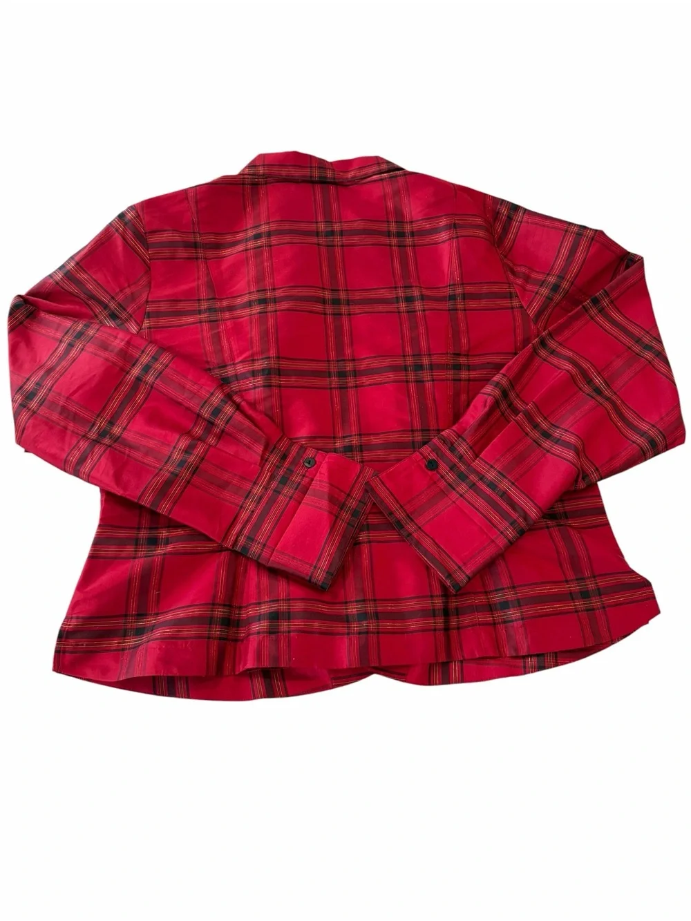 Coldwater Creek Red Plaid Silk Blend Zip Front Blazer Jacket 1X‎ NWT